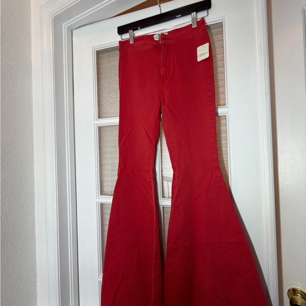 Free People Red Flare Jeans - Picture 5 of 7